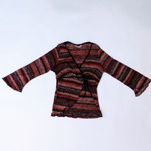 *SOLD ON DIFF PLATFORM* Y2K Fresh Wear Sheer Chain Patterned Mid-Sleeve Top
